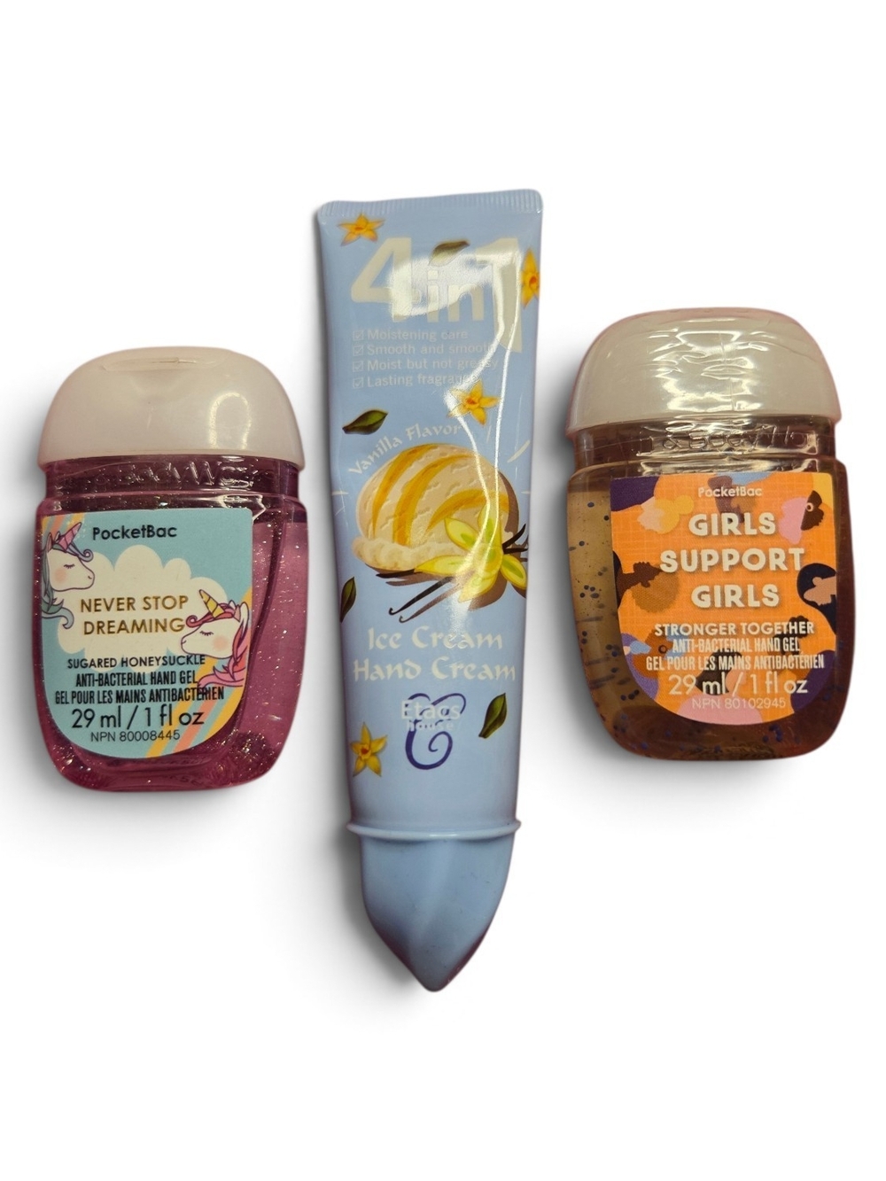 2x Antibacterial Hand Gels & 1x Vanilla Ice Cream 4-in-1 Hand Cream